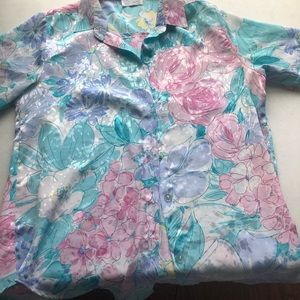 Shimmery Flowy Pastel Floral Button Up